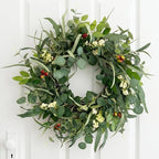 Jobflower 24 Inch Eucalyptus Wreath for Front Door, Artificial Greenery Wreath with Olive Fruit & Berries, Lush All Seasons Farmhouse Wall Decor for Spring Summer Year Round Outside Inside
