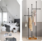 Modern Coat Racks with Marble Base Heavy Duty Clothes Rack Metal Coat Tree for Clothes Hats Scarfs Totes-19.7''L, BLACK