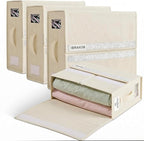 IBRAKIM Bedsheet Organizer Set of 4, Linen Storage Organizer for Closet and Under Bed, Foldable Bedding Organizer for Sheets, Blankets, Comforters, Closet Storage Bins, Beige