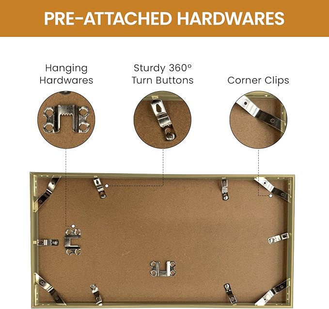 7x14 Aluminum Metal Picture Frame,Tempered Glass Gold Photo Frame 7x14 for Family Photo,Posters,Art,Document to Wall Mount Horizontally or Vertically