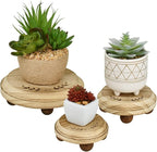 MOOCA 3 Pcs Set Stackable Round Wooden Display Riser, Small Wood Risers for Decor, Pedestal Stand for Home Kitchen, Collection Display, Showcase, Garden and Store