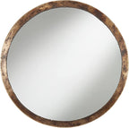 Uttermost Tortin Round Vanity Decorative Wall Mirror Rustic Vintage Multi-Tonal Hammered Jagged Metal Frame 34" Wide Decor for Bathroom Bedroom Living Room Home House Office Entryway