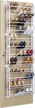 Whitmor 36 Pair Over The Door Shoe Organizer, 12 Tier Hanging Shoe Organizer, Heavy Duty Metal Shoe Holder, Hanging Shoe Rack for Closet Organizer & Storage, 72" L x 22.5" W x 7.5" H, White