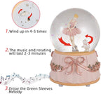 Ballerina Snow Globe for Girl's Birthday, Rotating and Mechanical Real Glass Snowglobe Gift for Adult Women, Wife, Daughter and Granddaughter, with Music Greensleeves, Gift Box Packed