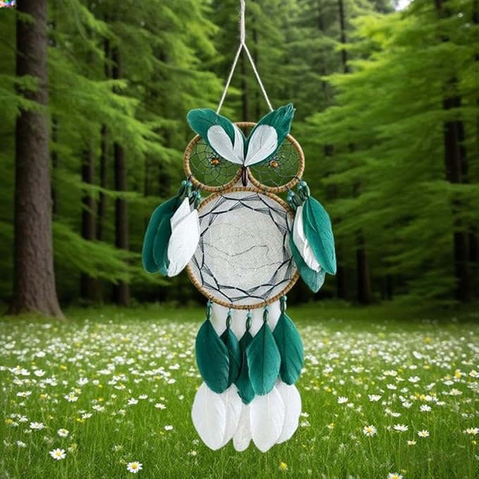 Owl Dream Catcher for Kids,Sdjdhej 1Pcs Owl Dream Catcher with Feather Hanging Decorations Home Ornament Birthday Festival Craft Gift for Girls Kids Women