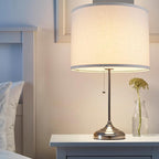 Drum Lamp shades Set of 2, White Line Lamp Shades for Table Lamps Floor Lamp, 13" Top X 13" Bottom X 10" High Large Fabric Lamp Shades, Easy Assembly Replacement Lampshades