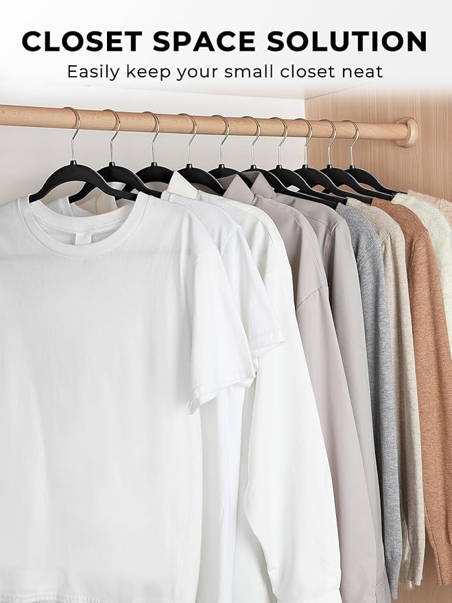 SMARTOR Heavy Duty Hangers 100 Pack, Premium Plastic Hangers for Clothes - Heavy Duty Non-Velvet Hanger with 360° Swivel Chrome Hook & Non Slip Notches - As Dress, Coats, Shirt, Jacket Hanger - Black
