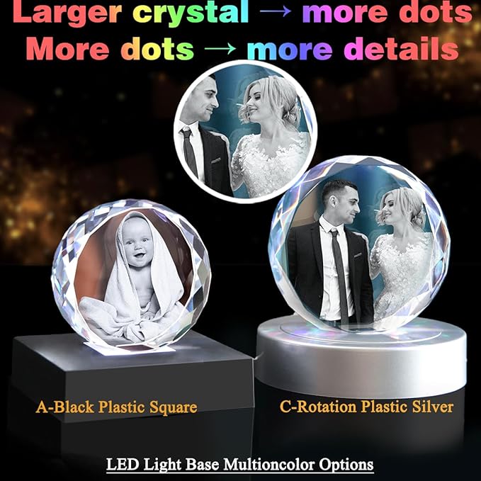 3D Crystal Photo, Personalized Gifts for Women, Wife, Her, Him, Men, Husband,Custom Photo Gifts,Personalized Mother's Day Birthday, Anniversary, Memorial Gift
