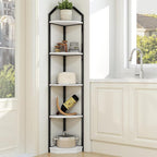 5 Tier Corner Wall Shelf Stand, 70" Metal Corner Shelves Bookshelf Display Shelf for Living Room Decor, Tall Plant Stand Multi Unit Organizer, Standing Shelf for Bedroom,Bathroom,Small Space (White)