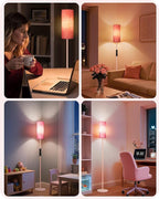 Dimmable Floor Lamps for Living Room with Remote and Foot Switch, 64.4” Modern Standing Tall Lamp, Corner Lamp for Bedroom, Bulb Included, 3000K-6500K, FCC Listed, Sakura Pink PCP06LD05W1
