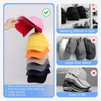 Hat Organizer for Baseball Caps, 2 Pack Hat Rack for Wall Hold up to 18 Hats Strong Adhesive Hat Hooks Stand Multilayer Hat Hanger Organizer Storage Holder Display for Door Closet Bedroom（Black)