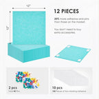 Large Cork Board for Walls 48"x36" |Cork Board Alternative| 12 Pack Felt Wall Tiles| Baby Blue Bulletin Board with Removable Adhesive | Cork Boards Pinboard for Office Home Classroom，Baby Blue