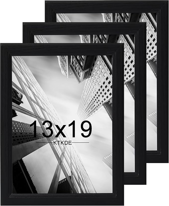 KTKDE 13x19 Picture Frame Set of 3,black Wooden frames, Vertical & Horizontal Wall Hanging for Wall Display,Studio Gallery Photo Frame for Photos, Posters & Art Prints