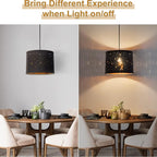 Black Lampshades Set of 2, Drum Lamp Shades with Sky Stars Design, 11.6" x 12.6" x 9.8" Inches Medium Lampshades for Table Lamp, Floor Lamp, Pendant Light, Harp Holders Included, Easy Assembly