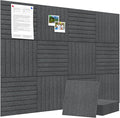 Large Cork Board Alternative 48” X 36” Felt Bulletin Board Tiles, with 30 Pushpins, 60 Adhesive Tabs,12-Pack Slat Wall Paneling, Cork Boards for Office Push Pin Board Felt Board - Dark Gray