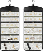CHICECO Hanging Jewelry Organizer With Zippered Pockets,40 Pockets Travel Jewelry Organizer Storage for Cloest,Wall,Door