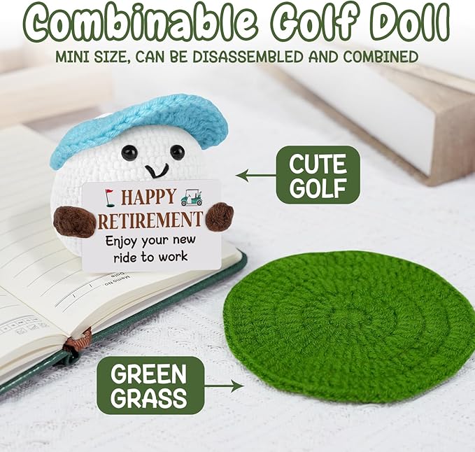 Retirement Gifts for Men Women, Funny Crochet Golf Ball Gifts for Retirement, Retirement Gift for Dad Grandpa Coworkers Husband-Meaningful Crochet Golf Ball Accessories