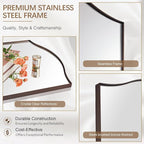 ANDY STAR 24"x36" Bronze Bathroom Mirror, Rectangle Scalloped Wall Mirror in Stainless Steel Metal Frame, Modern Brushed Bronze Finish with Curved Edge Design, Wall-Mount Vertically or Horizontally
