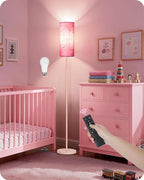 Dimmable Floor Lamps for Living Room with Remote and Foot Switch, 64.4” Modern Standing Tall Lamp, Corner Lamp for Bedroom, Bulb Included, 3000K-6500K, FCC Listed, Sakura Pink PCP06LD05W1