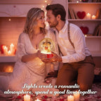 Irenare 2 Set Valentine's Day DIY Snow Globes Set Warm Light Make Your Own Snow Globe with LED Light Red Wooden Base Clear Plastic Globe Kit for Valentine's Day Gift