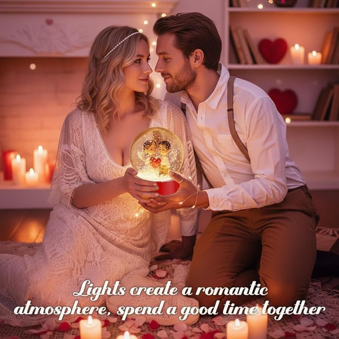 Irenare 12 Pcs 3.9 Inch DIY Snow Globe Kit, 6 Make Your Own Snow Globe Craft 6 LED Light Wood Base Clear Plastic Dome for Wedding Engagement Bridal Shower Decor Anniversary Wife Gift