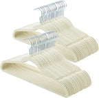 ELONG HOME Velvet & Slim Felt Hangers 50 Pack, Beige 360 Swivel Hook Non-Slip Adult Hangers for Coats, Pants & Dress Clothes