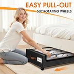 Under Bed Storage with Wheels 3Pack Storage Containers with Clear Window&Label Under Bed Drawers Rolling Under Bed Storage for Clothes,Shoes, Blankets (30.71 x 16.93 x 6.69 in, Black)