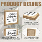 Inspirational Sign, Wood Box Desktop Deocr, You'Re Awesome Keep That Shit Up, Inspirational Motivational Gift For Men Women, Wood Box Desktop Decoration, Funny Farmhouse Home Office Decor