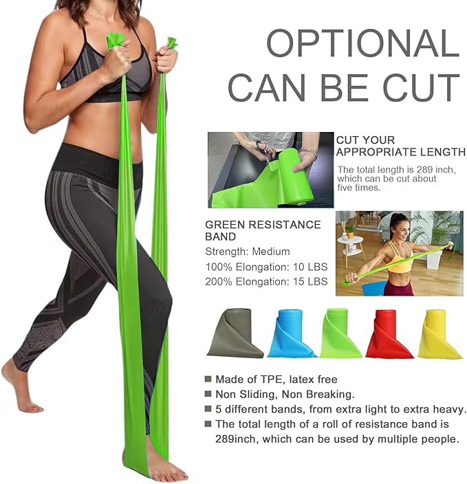 Resistance Bands Professional Bulk Rolls. Elastic Physical Therapy Band. Resistance Bands Elastic Exercise Bands for Recovery, Physical Therapy, Yoga, Pilates, Rehab,Fitness