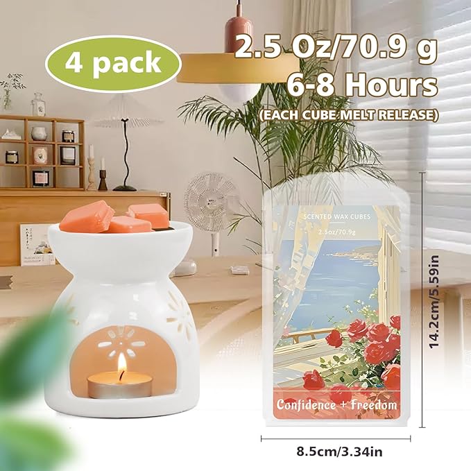 SCENTORINI Wax Melts, Wax Cubes Strong Scent, Summer Scent Candle Wax for Healing Calming Relax, Scented Soy Wax Melts for Warmer, 2.5oz*4 Pack, Home Fragrances and Decoration