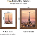 8x10 Picture Frame 3 Pack - Brown Poster Frame Display Pictures 5x7 with Mat or 8 x 10 Without Mat for Wall Hanging Horizontal and Vertical