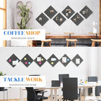 DOLLAR BOSS Felt Cork Board Tiles, 6 Packs 12" x 12" 1/2" Thick Cork Bulletin Board Self Adhesive Corkboards for Walls with 60 Pushpins for Home Office Kitchen School Decor Display, Grey