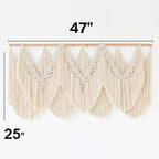 IOWER Macrame Wall Hanging Wedding Hanger Macrame Wall Decor Dorm Craftsmanship Handmade Tassel Knotting Boho Fiber Art Home Room Decor 47" W x 25" L