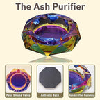 Coomin Crystal Glass Ashtray, Sparkly Cigar Cigarettes Ash Tray, Ashtrays for Smokers Indoor Office Home Desktop Tabletop, Unique Luxury Gifts for Women, Purple