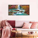 Tropical Forest Wall Art Nature Mountain Pictures Wall Decor for Living Room Bedroom Waterfall Landscape Canvas Prints Posters Tree Fall Scenery Paintings Modern Autumn Artwork Home Decorations 24x48”