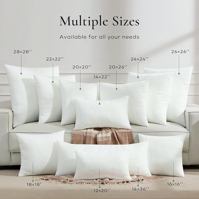 Ashler Throw Pillow Inserts 26 x 26 Inches Set of 2,Firm and Fluffy Decorative Square Pillows with Air Layer, Indoor Square Cushion Stuffer for Couch Bed Sofa and Living Room