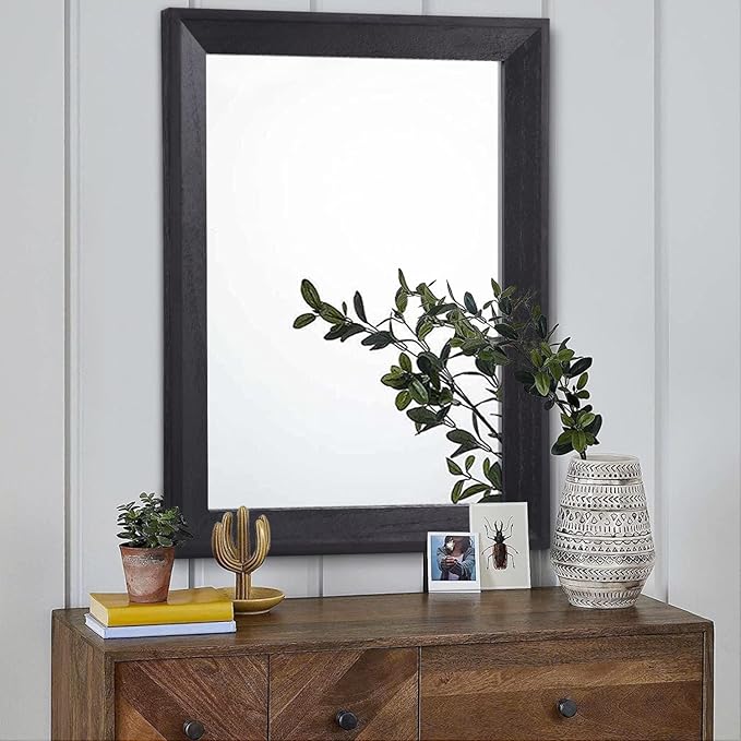 AAZZKANG Black Mirrors for Wall Rectangle Wood Framed Large 28"x20" Decorative Wall Mirror for Bedroom Bathroom Living Room Dressing Room Entryway