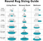OLANLY Teal Round Rugs for Bedroom - Machine Washable, 4 ft Circle Area Rugs for Living Room, Soft and Fluffy Shaggy Carpet for Teen Girl and Boys, Nursery Rooms, Dorms, Home Decor Aesthetic
