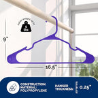 Plastic Hangers 50 Pack - Space Saving Clothes Hangers, Made in USA, Durable & Strong Plastic Shirt & Coat Hanger with Notches & Shoulder Grooves, Non-Slip Clothing Hangers | Dark Grape