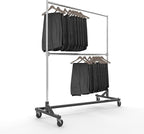Econoco Commercial Garment Rack - Rolling Clothes Rack, Heavy Duty (Z Rack with Add On Hang Bar, Black)
