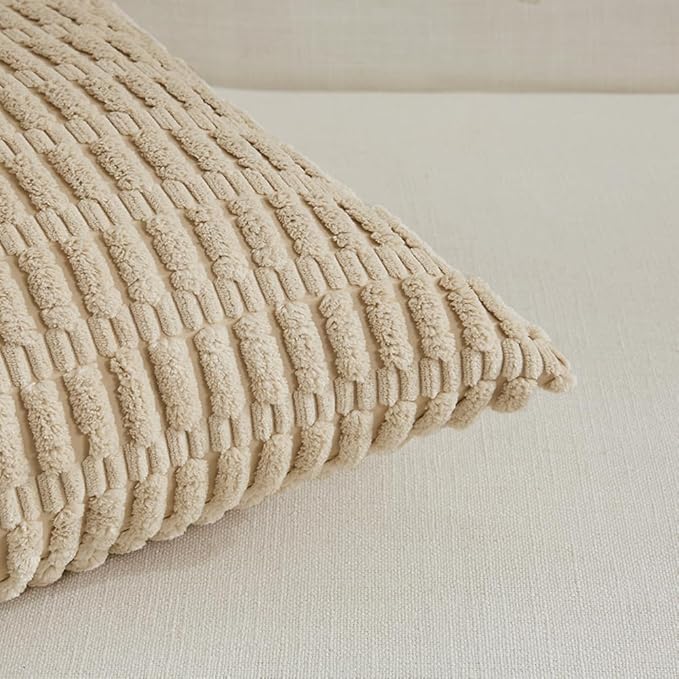 Fancy Homi 4 Packs Decorative Throw Pillow Covers for Living Room Couch Bed, Modern Farmhouse Boho Home Décor Accent Cushion Case, 24" x 12", Tan