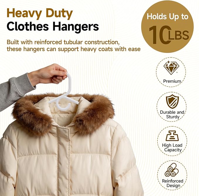 White Plastic Hangers 18 Pack, Heavy Duty Clothes Hangers for Standard Size Hangers with Center Hook & Non-Slip Pants Bar for Shirts, Pants, Coat, Dresses, Jackets, Scarves and Belts