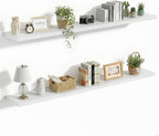 Vivelove 10 in Deep Floating Shelves for Wall, 55" x 10.2" x 1.5" Shelves for Room Wall Mounted, 1.5 Inch Thick Shelf for Bathroom Bedroom Kitchen Book Room, Modern Farmhouse Decor, Set of 2, White