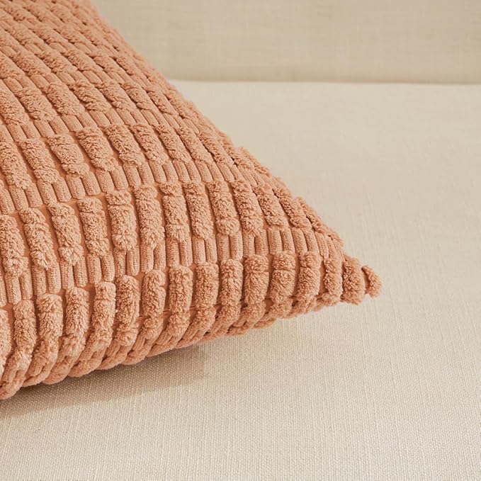 Fancy Homi 4 Packs Decorative Throw Pillow Covers for Living Room Couch Bed, Modern Farmhouse Boho Home Décor Accent Cushion Case, 24" x 16", Peach