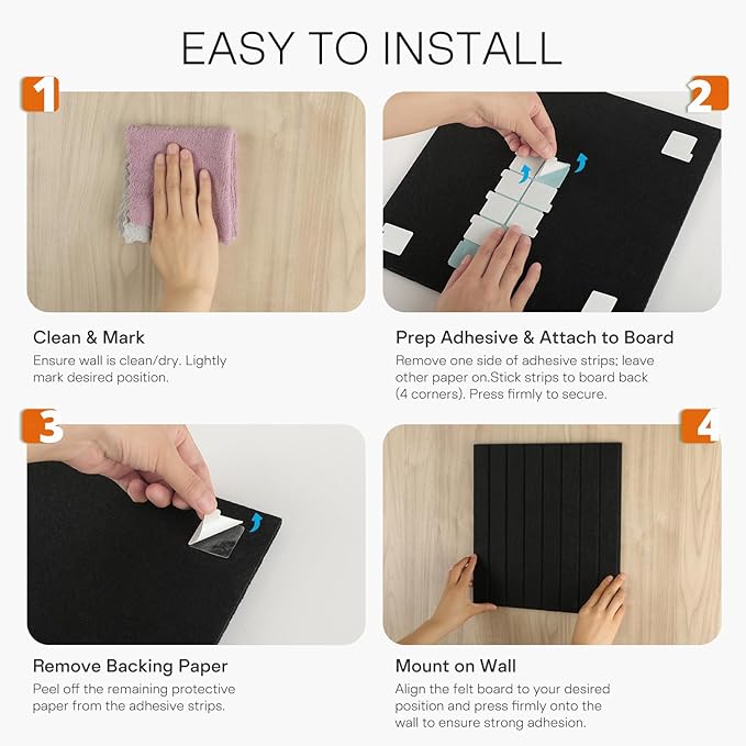 MaxGear Large Cork Boards for Walls 36" x 24", White Felt Bulletin Board Tiles for Office Decor, 6 Pack Felt Wall Tiles with Slat Paneling, Push Pin Board Home Wall Organizer