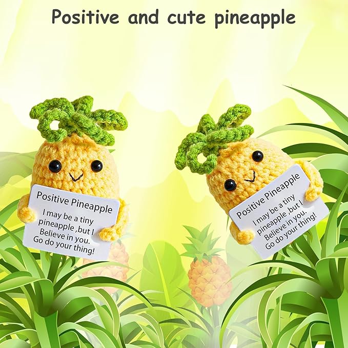 2Pcs Funny Gifts, Emotional Positive Support Potato Pineapple, Handmade Crochet Lemon Knitted Doll Gifts for Women, Boys, Girls.