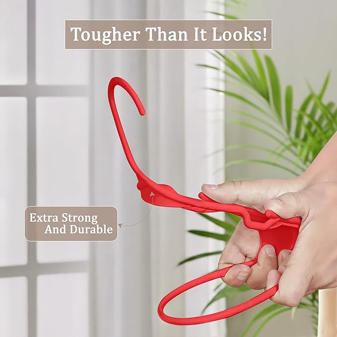 Utopia Home Plastic Hangers 50 Pack - Perfect Space Saving Clothes Hanger - Durable and Strong - Perfect Closet Organizers with Shoulder Grooves (Red)