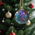 DASTOLL Stained Glass Christmas Decorations, Gold Star Purple Bow Suncatcher for Window Christmas Tree Hanging Ornaments Green Sun Catcher Xmas Decor Gifts for Women Men Mom Nana Friend