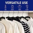 LifeMaster 30 Pcs. Dry Wet Clothes Hangers - Heavy Duty Coat Hanger Set with 360° Swivel Hook (Black) Non-Slip Rubber, Space-Saving, Frustration-Free Hanging, Accessory Tie Bar, Smart Strap Hooks