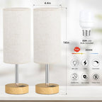 Touch Bedside Lamps Set of 2 - 3 Way Dimmable Table Lamps for Bedroom, Nightstand Lamp with Wooden Charging Station for Kids Room Dorm, Small Desk Lamp for Living Room, Office, Kids Room, Nursery